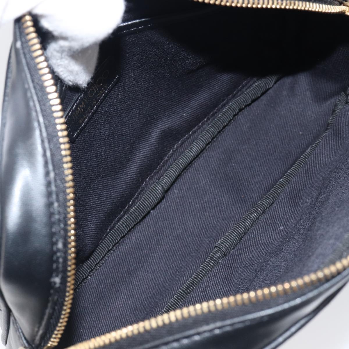 Jimmy Choo Chain Shoulder Bag Leather Black Gold Auth 200006A