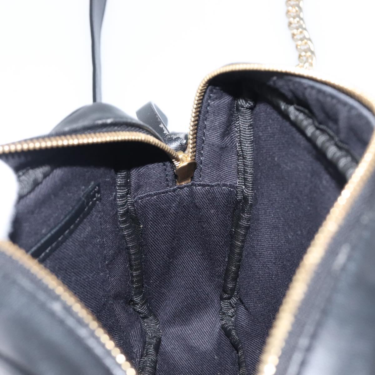 Jimmy Choo Chain Shoulder Bag Leather Black Gold Auth 200006A