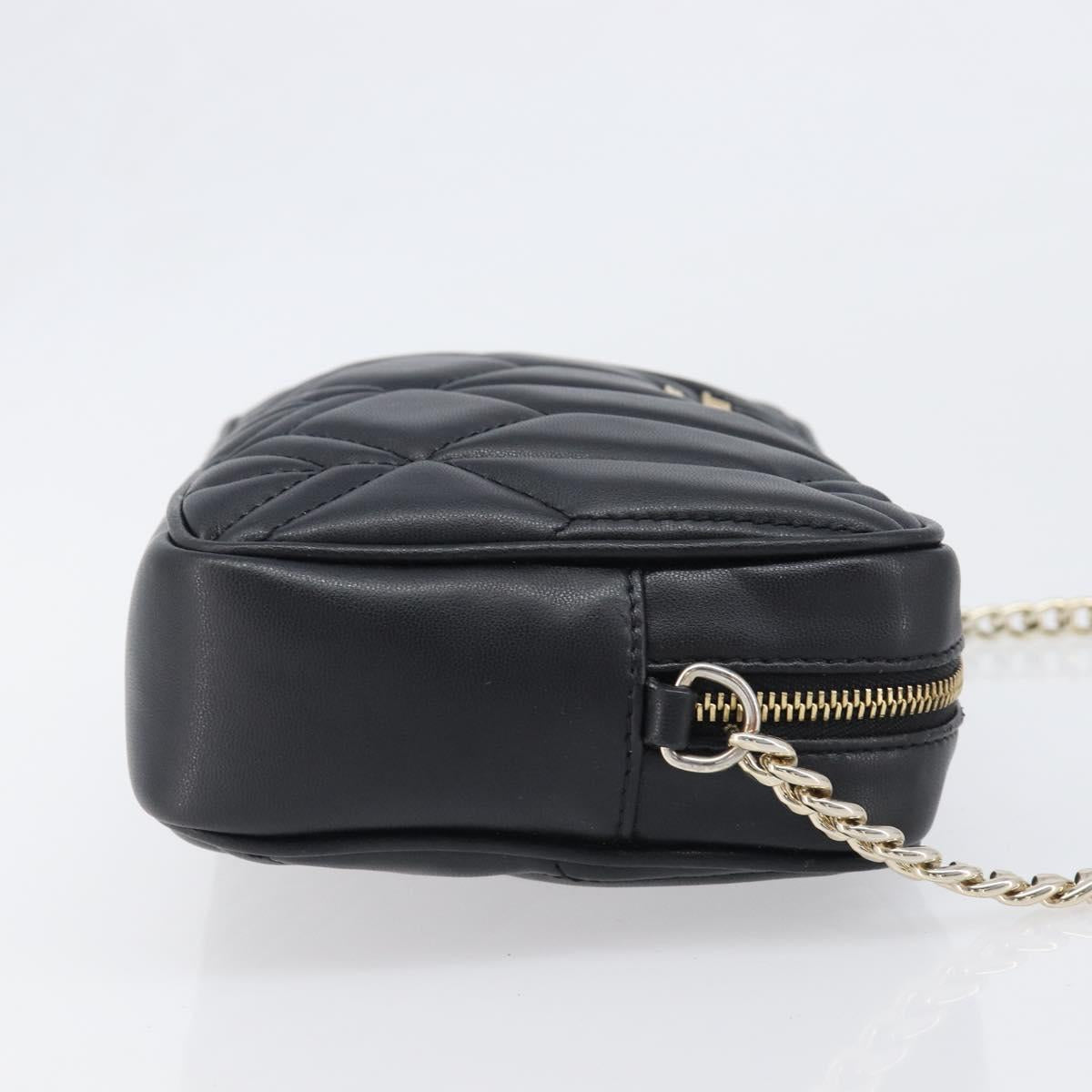 Jimmy Choo Chain Shoulder Bag Leather Black Gold Auth 200006A