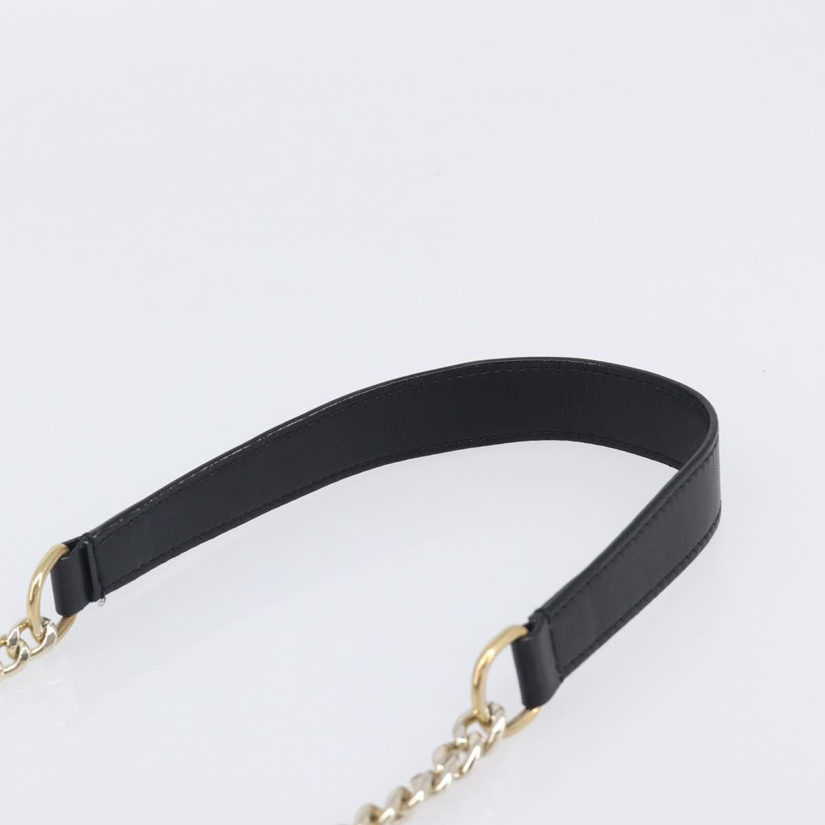 Jimmy Choo Chain Shoulder Bag Leather Black Gold Auth 200006A