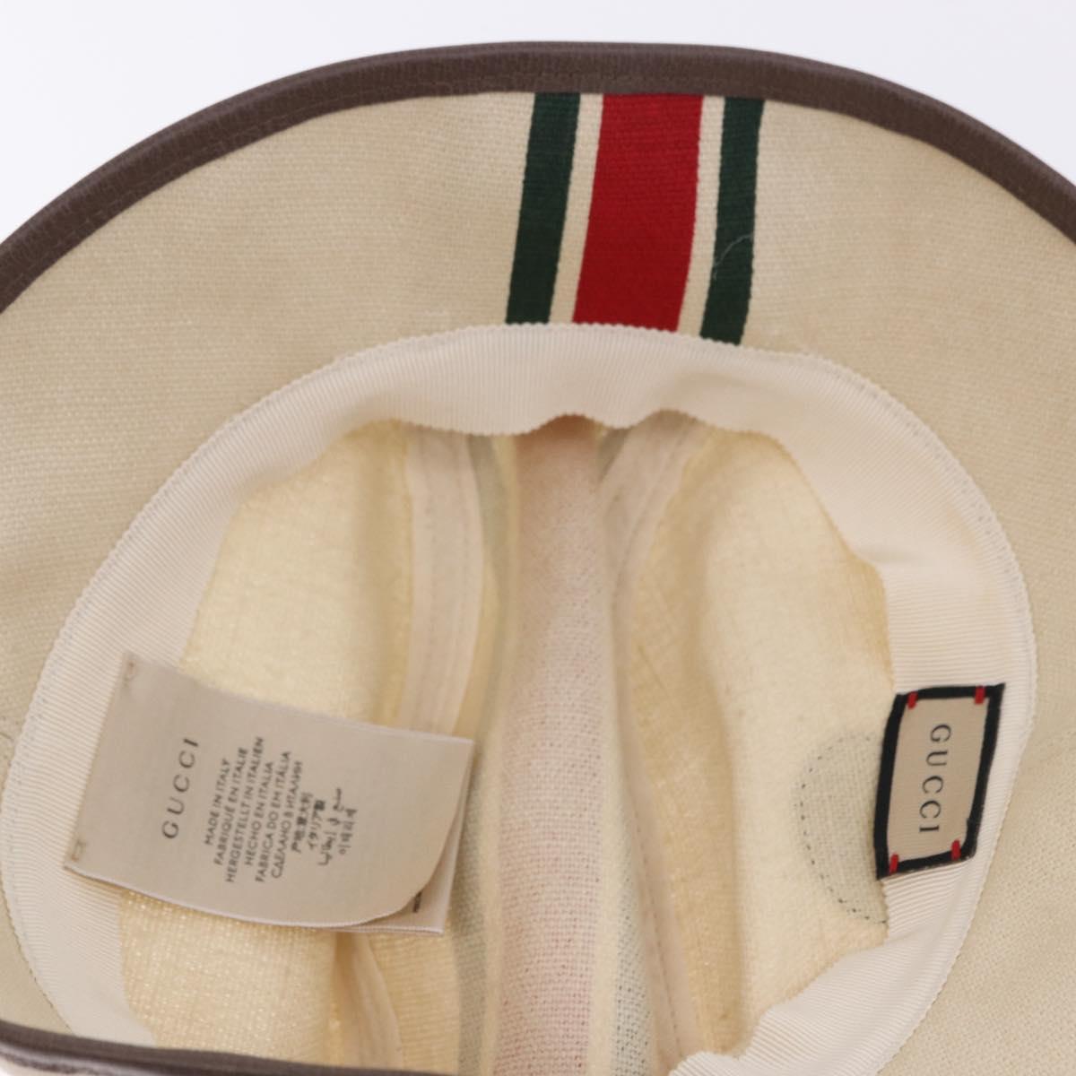 GUCCI Web Sherry Line Hat Canvas L Beige Auth 200007M
