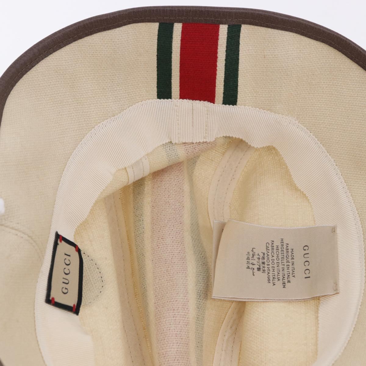 GUCCI Web Sherry Line Hat Canvas L Beige Auth 200007M