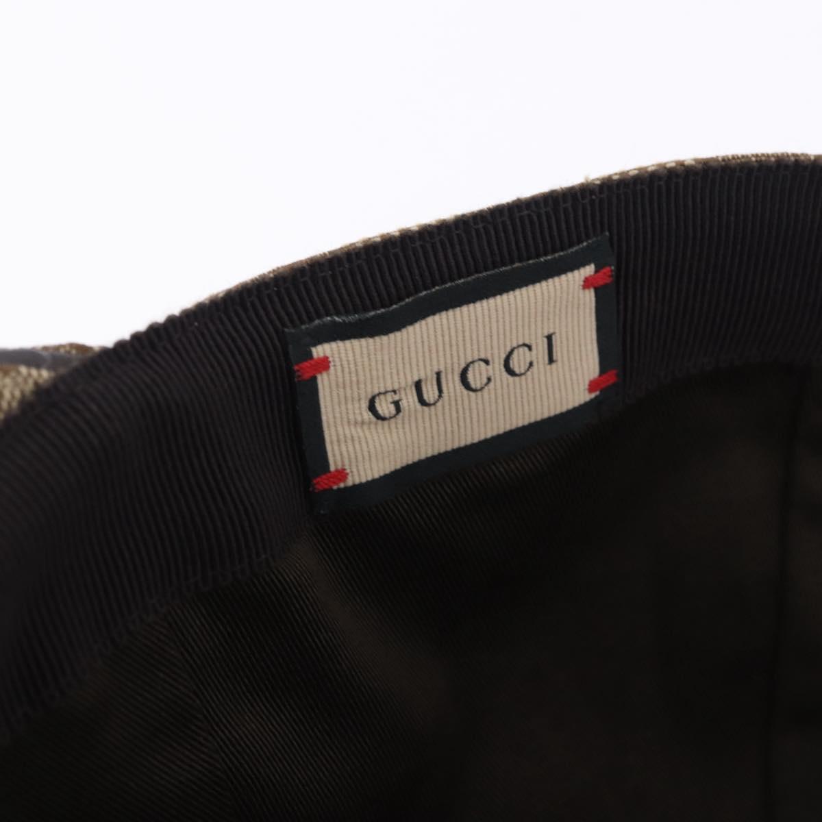 GUCCI GG Canvas Web Sherry Line Hat L Beige Auth 200008M