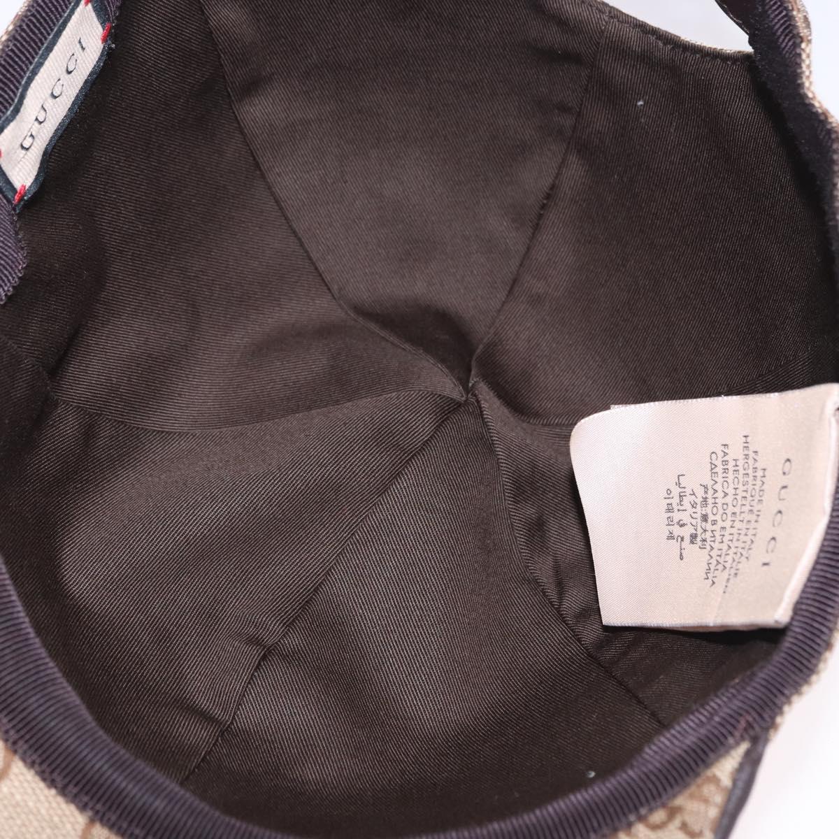 GUCCI GG Canvas Web Sherry Line Hat L Beige Auth 200008M