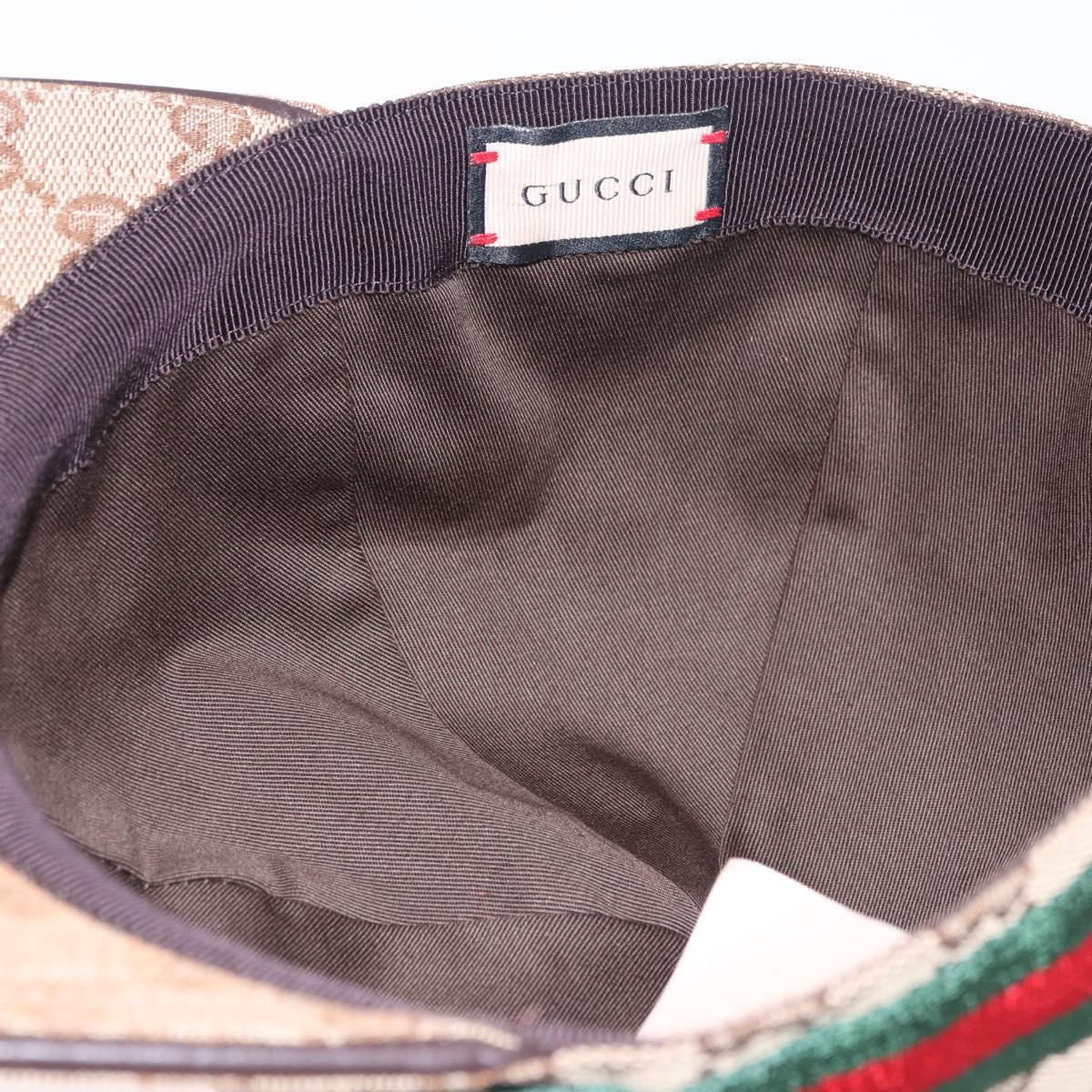 GUCCI GG Canvas Web Sherry Line Hat L Beige Auth 200008M