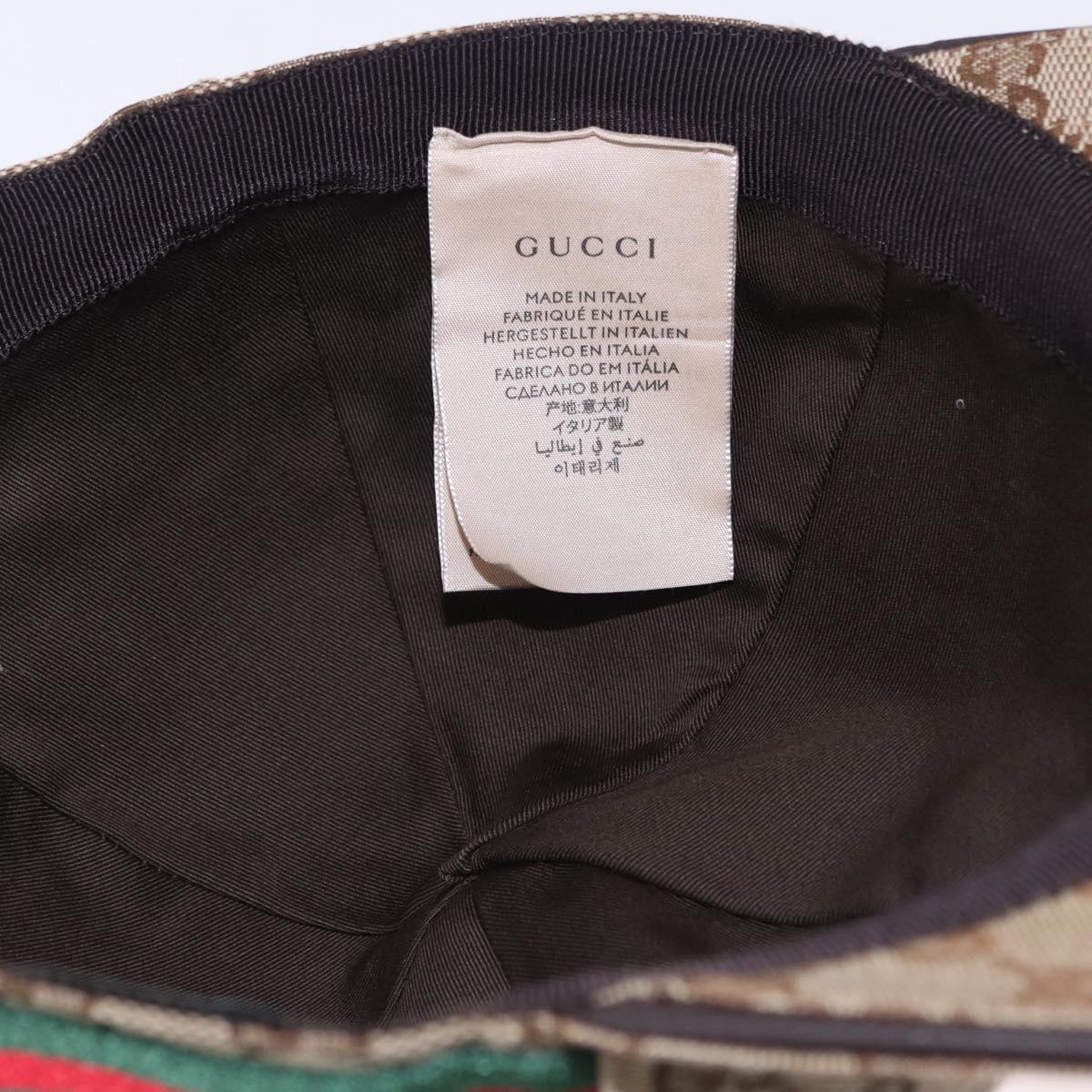 GUCCI GG Canvas Web Sherry Line Hat L Beige Auth 200008M