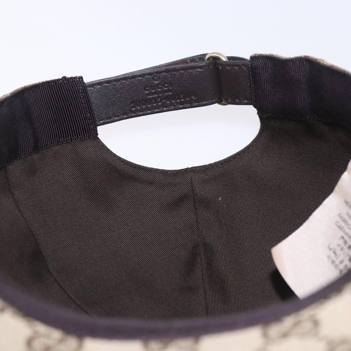 GUCCI GG Canvas Web Sherry Line Hat L Beige Auth 200008M