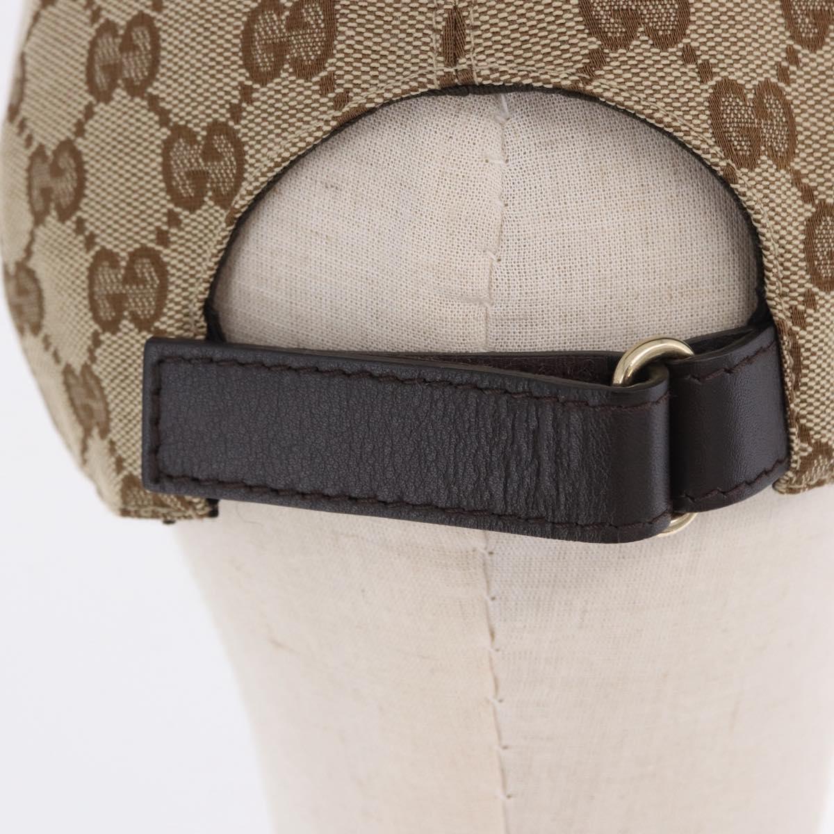 GUCCI GG Canvas Web Sherry Line Hat L Beige Auth 200008M