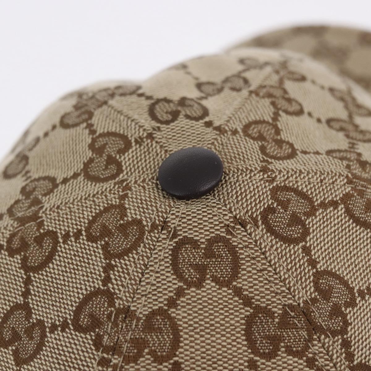 GUCCI GG Canvas Web Sherry Line Hat L Beige Auth 200008M