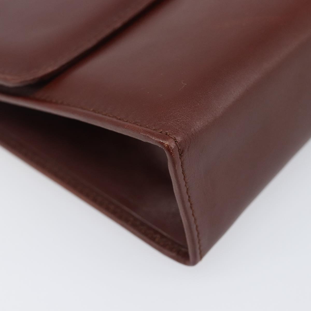 Salvatore Ferragamo Clutch Bag Leather Brown Gold Auth 200009