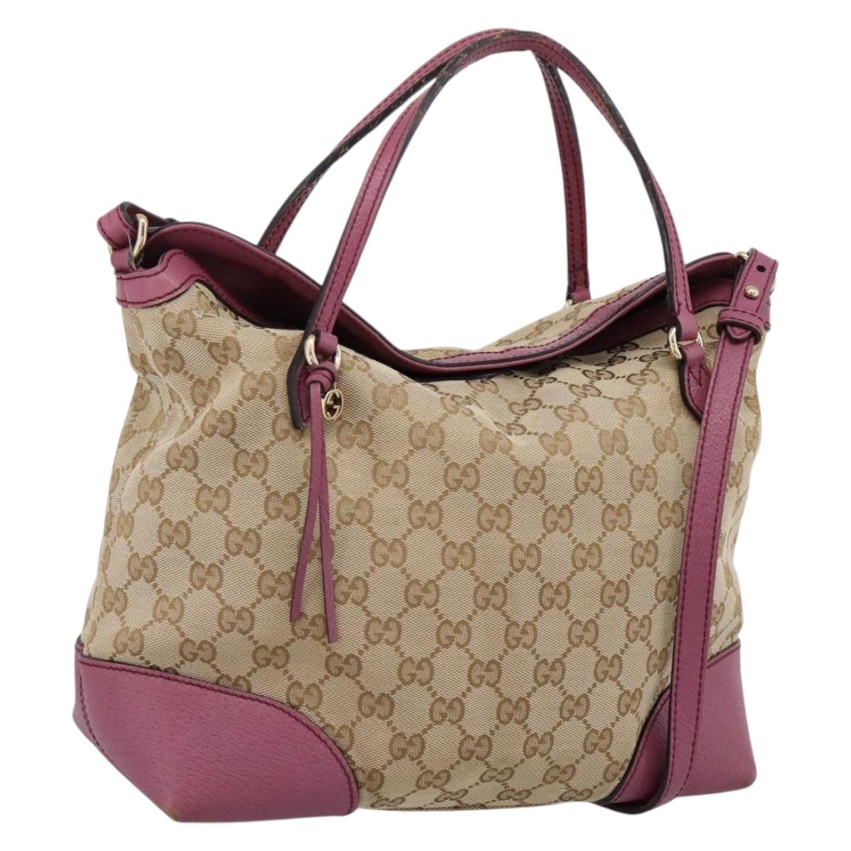 GUCCI GG Canvas Hand Bag 2way Beige Gold 353120 Auth 200012