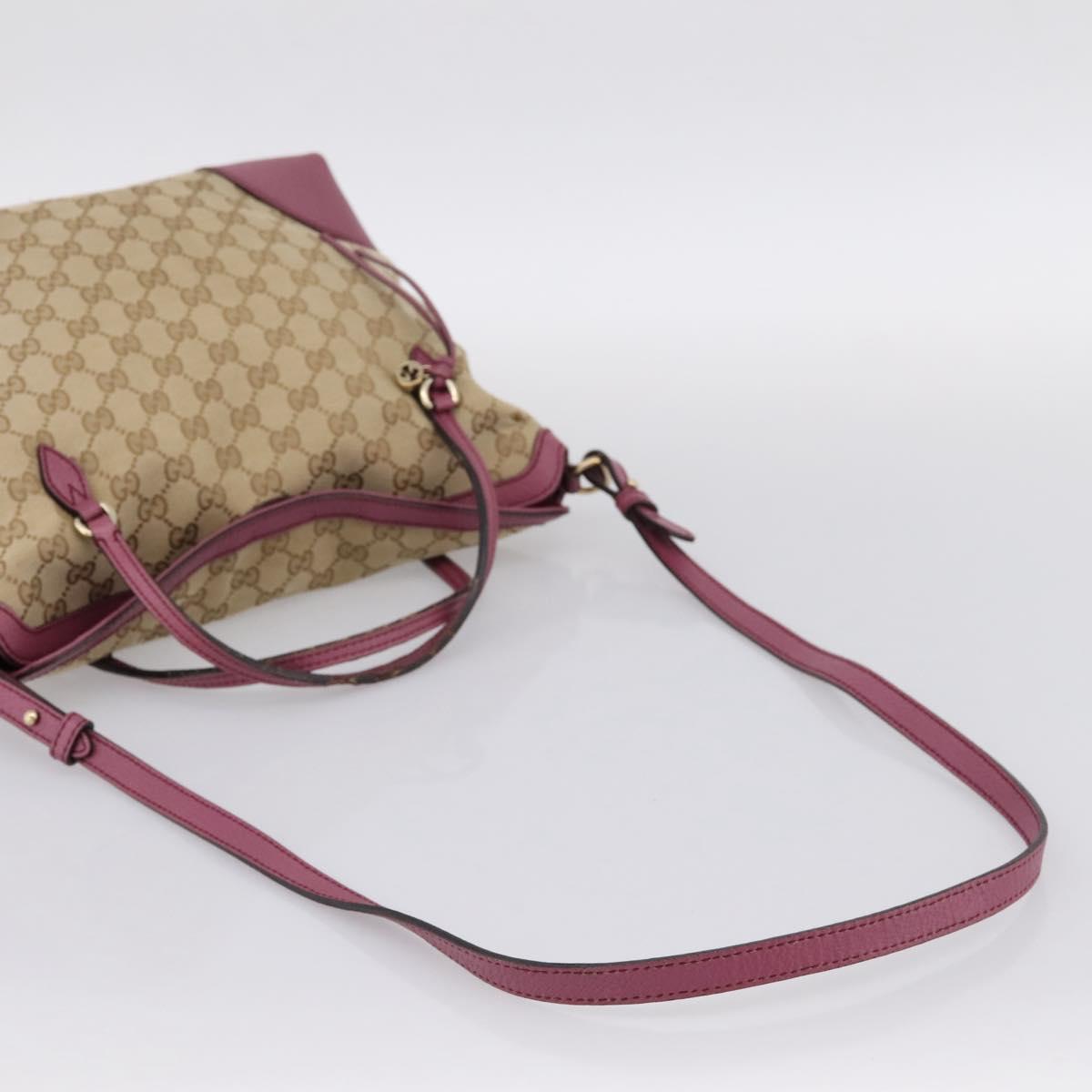 GUCCI GG Canvas Hand Bag 2way Beige Gold 353120 Auth 200012