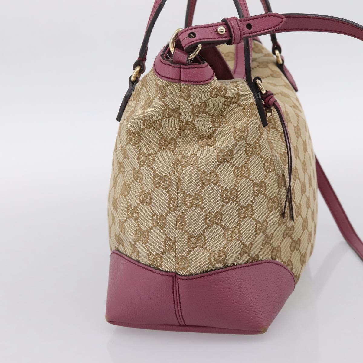GUCCI GG Canvas Hand Bag 2way Beige Gold 353120 Auth 200012