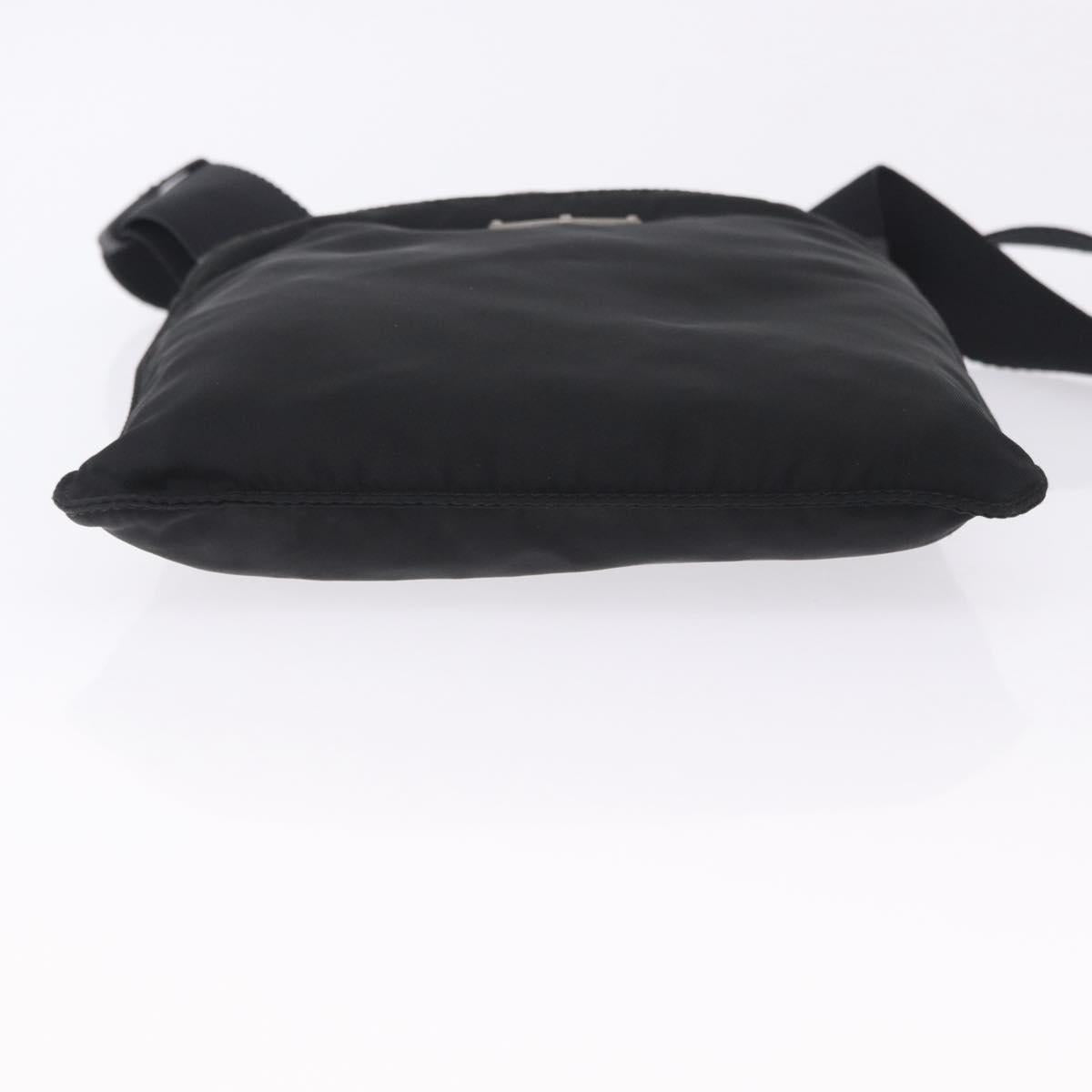 PRADA Shoulder Bag Nylon Black Silver Auth 200013A