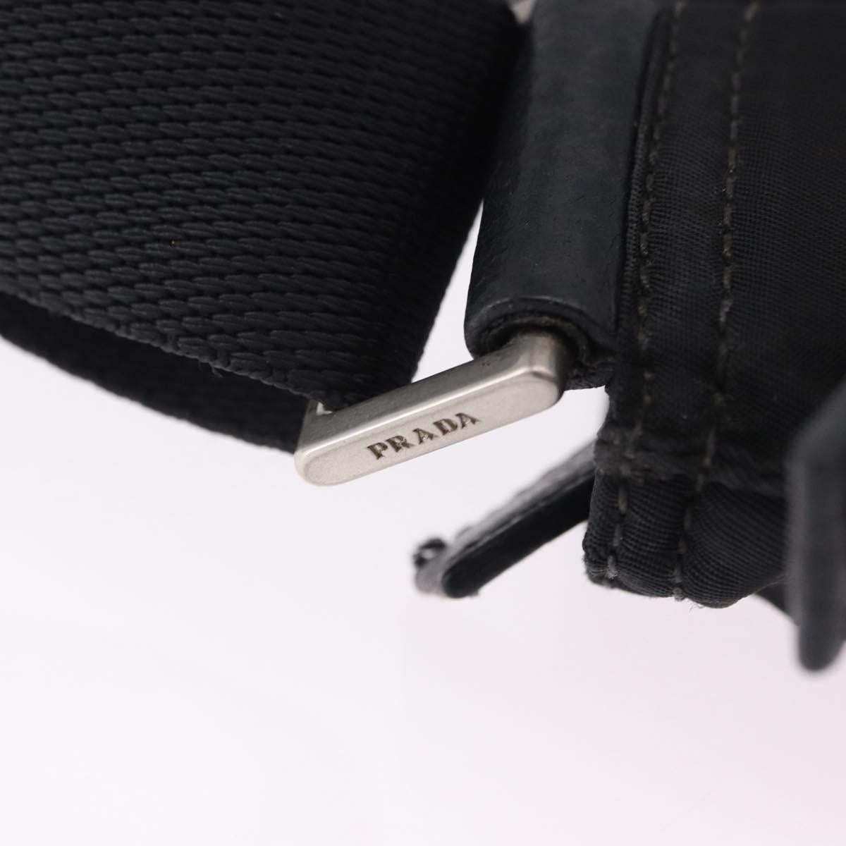PRADA Shoulder Bag Nylon Black Silver Auth 200013A