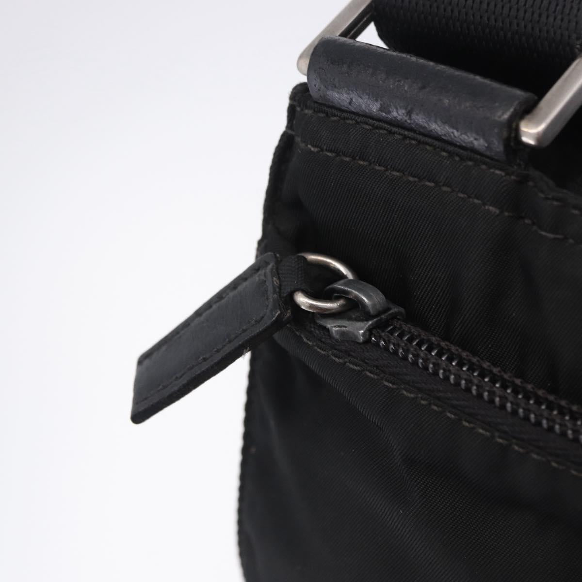 PRADA Shoulder Bag Nylon Black Silver Auth 200013A