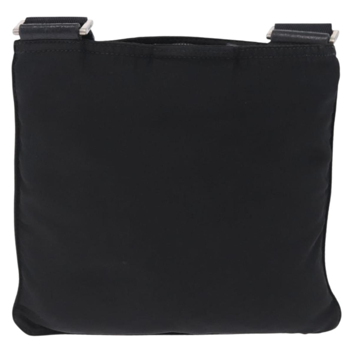 PRADA Shoulder Bag Nylon Black Silver Auth 200013A