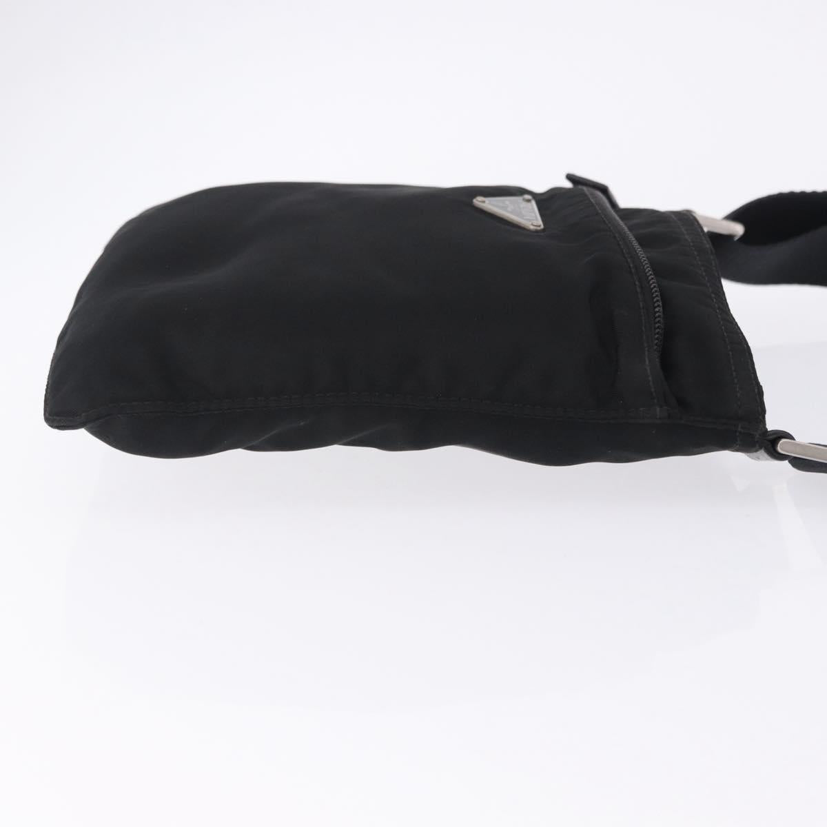 PRADA Shoulder Bag Nylon Black Silver Auth 200013A