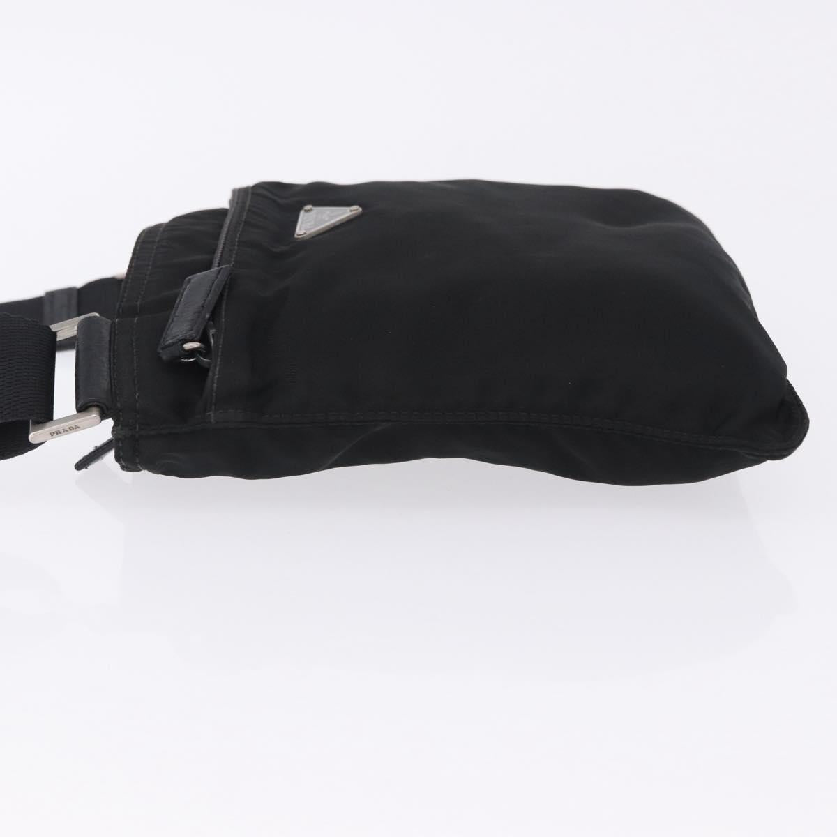 PRADA Shoulder Bag Nylon Black Silver Auth 200013A