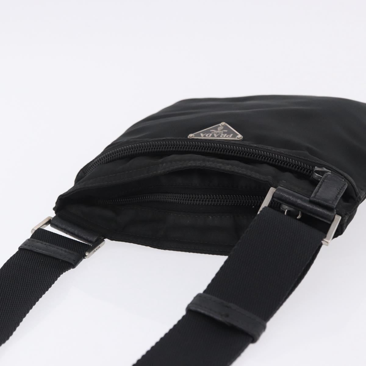 PRADA Shoulder Bag Nylon Black Silver Auth 200013A