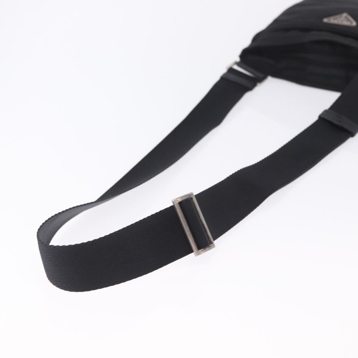 PRADA Shoulder Bag Nylon Black Silver Auth 200013A