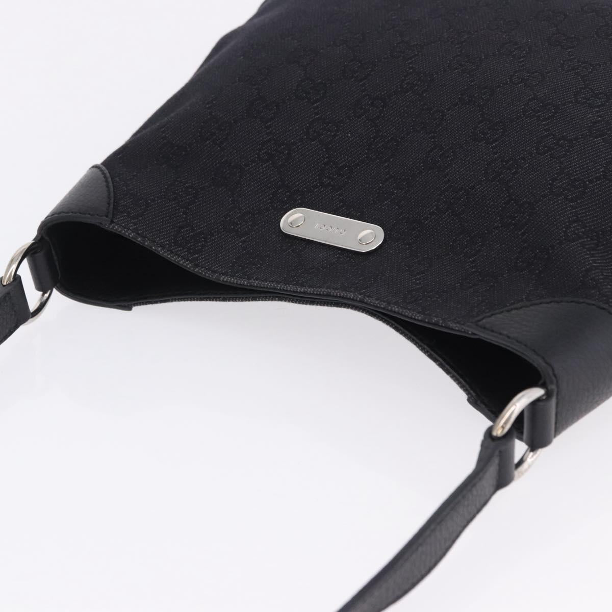 GUCCI GG Canvas Shoulder Bag Black Silver 196140 Auth 200016A