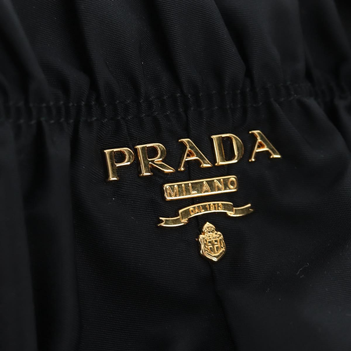 PRADA Hand Bag Nylon 2way Black Gold Auth 200017V