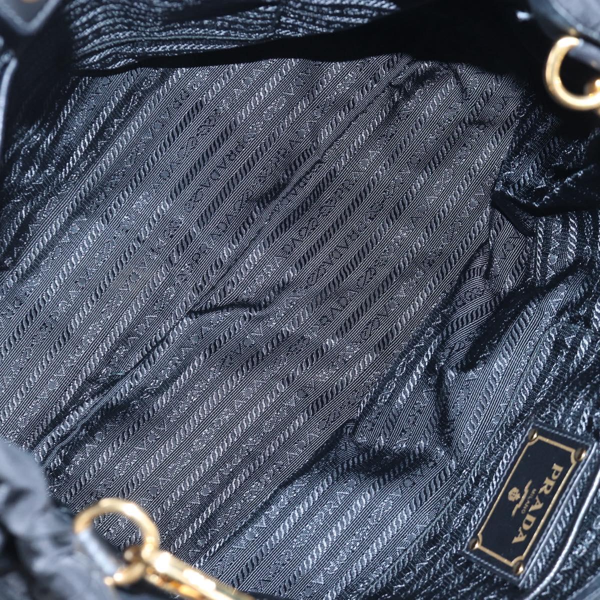 PRADA Hand Bag Nylon 2way Black Gold Auth 200017V