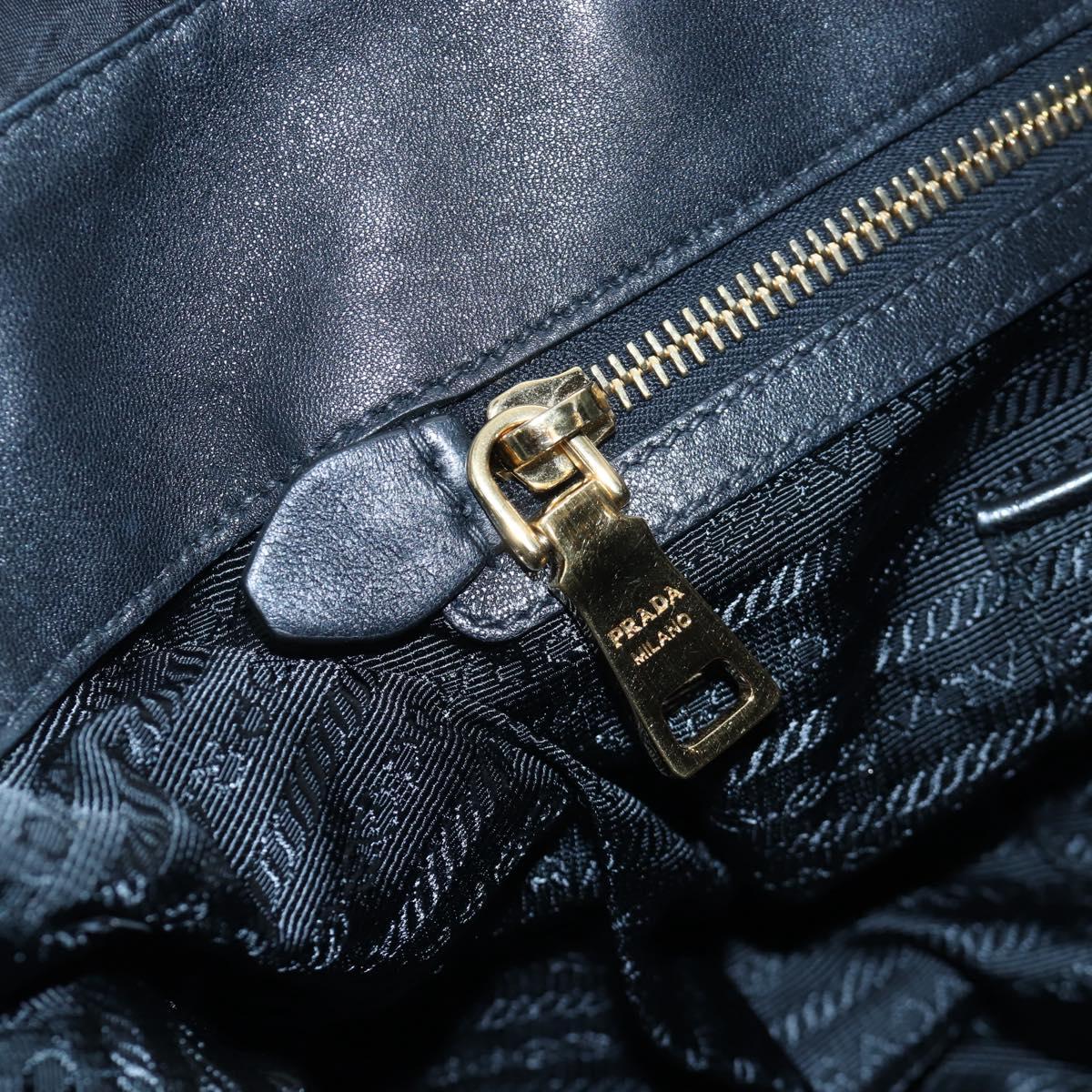 PRADA Hand Bag Nylon 2way Black Gold Auth 200017V