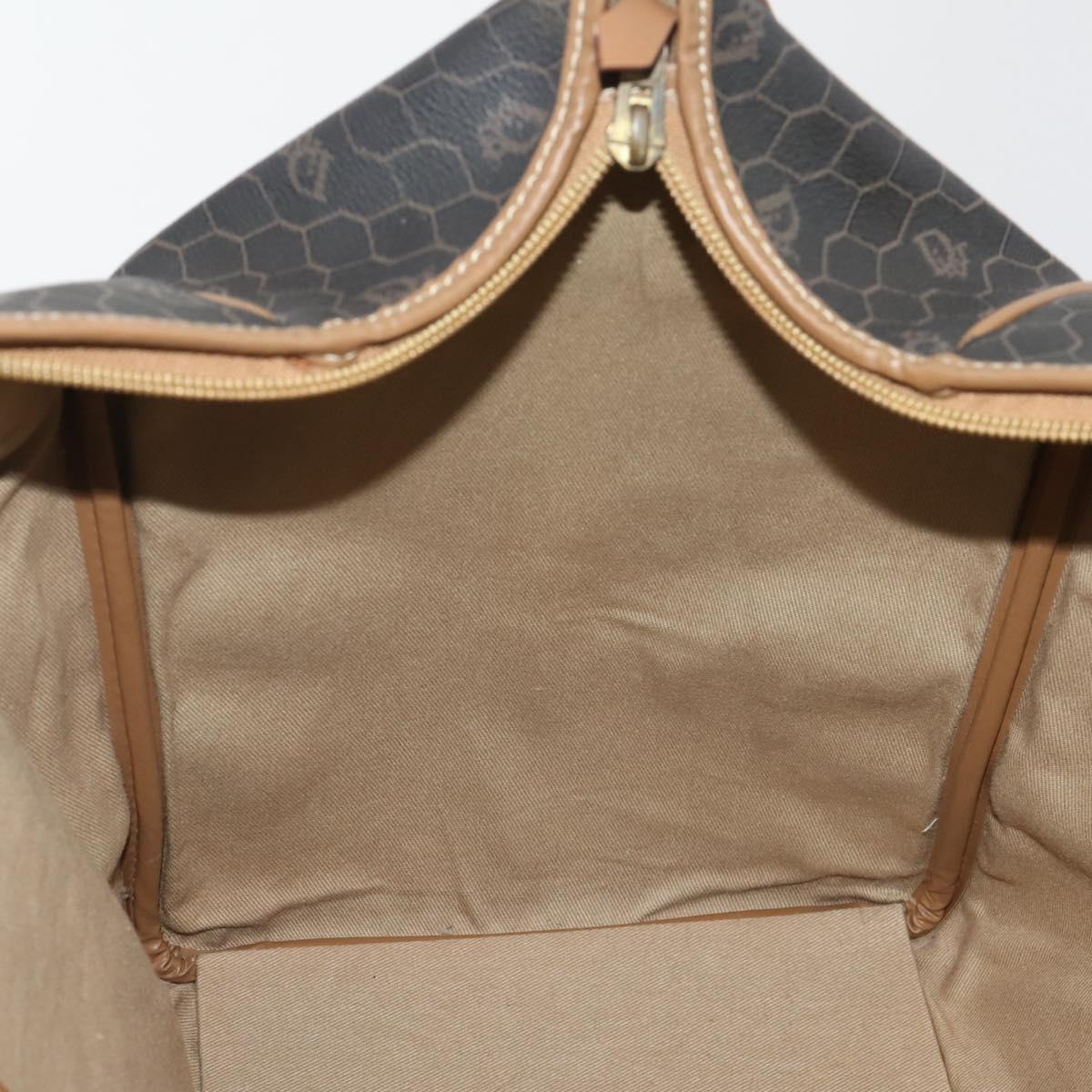 Christian Dior Honeycomb Canvas Boston Bag PVC 2way Black Gold Auth 200022A