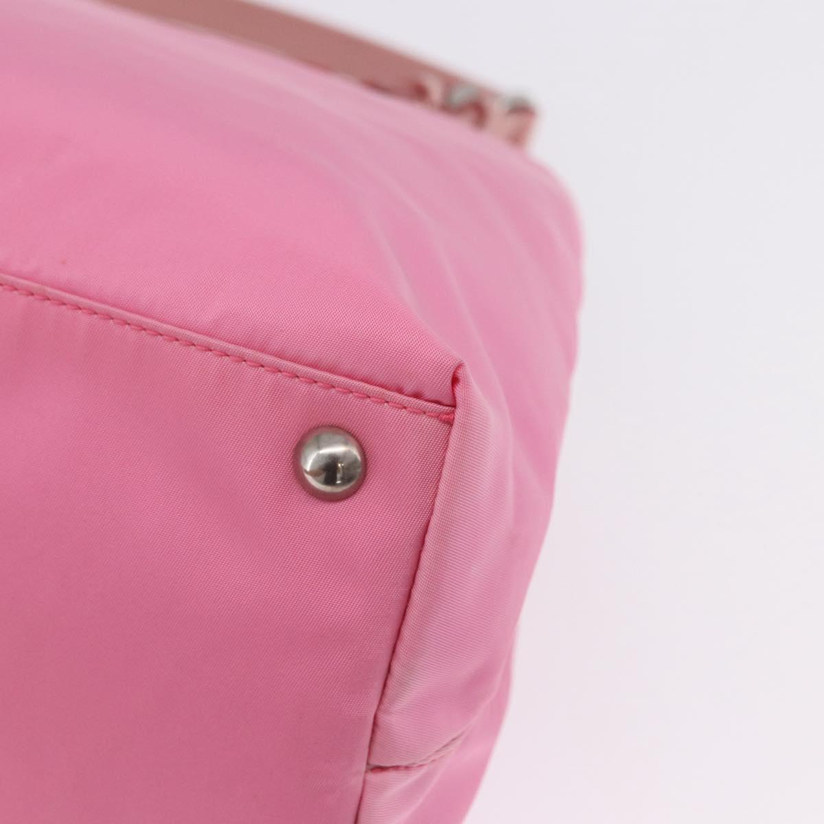 PRADA Hand Bag Nylon Pink Silver Auth 200050A
