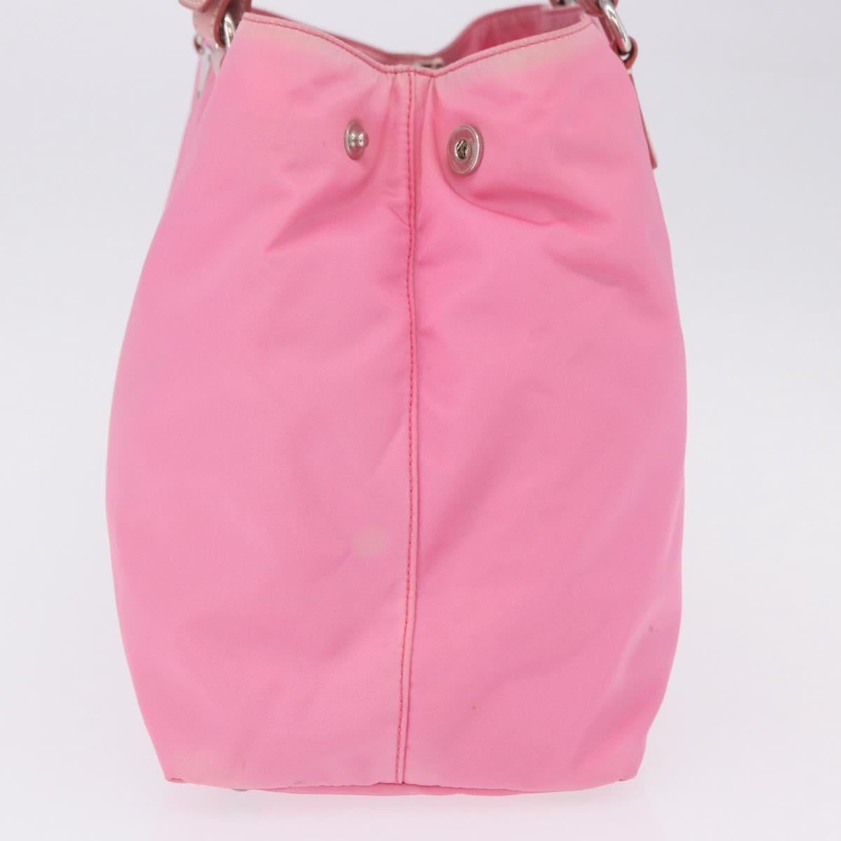 PRADA Hand Bag Nylon Pink Silver Auth 200050A