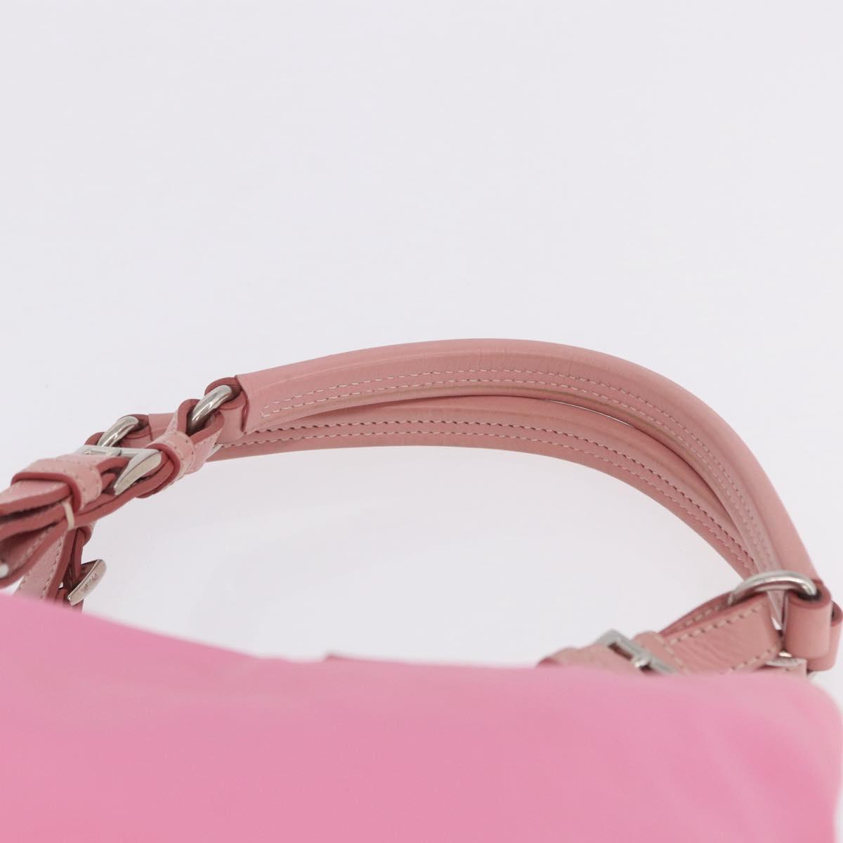 PRADA Hand Bag Nylon Pink Silver Auth 200050A