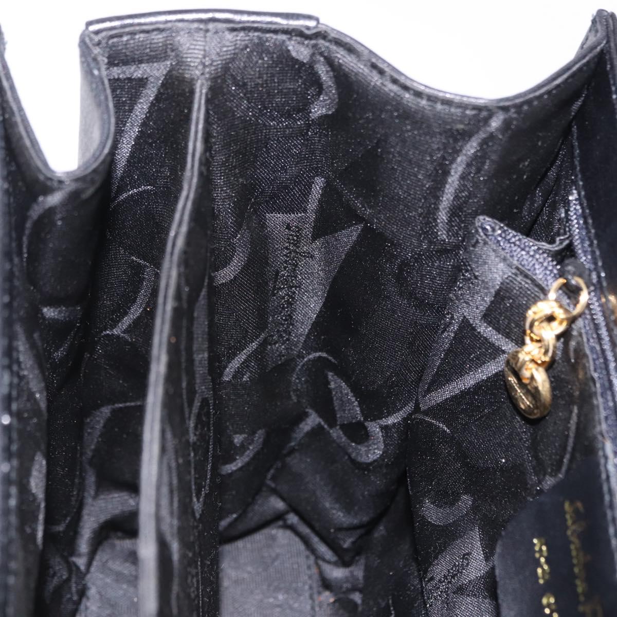 Salvatore Ferragamo Gancini Hand Bag Leather 2way Black Gold Auth 200051A