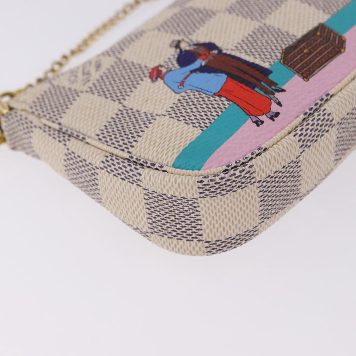 LOUIS VUITTON Damier Azur Mini Pochette Accessoires Pouch N41669 LV Auth 200052V