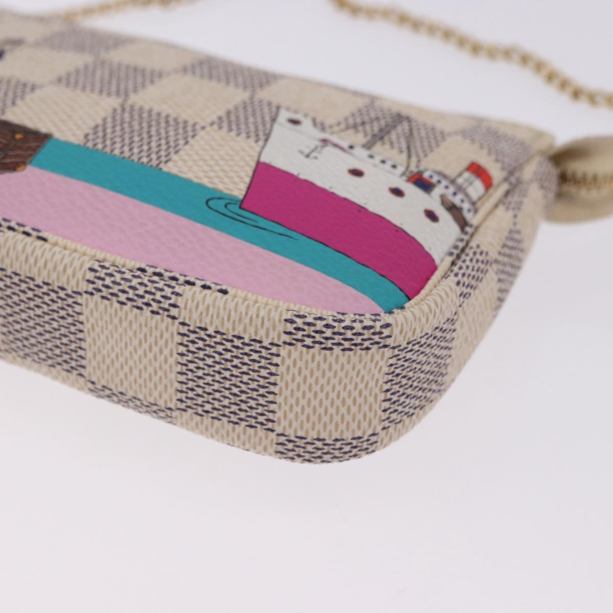 LOUIS VUITTON Damier Azur Mini Pochette Accessoires Pouch N41669 LV Auth 200052V