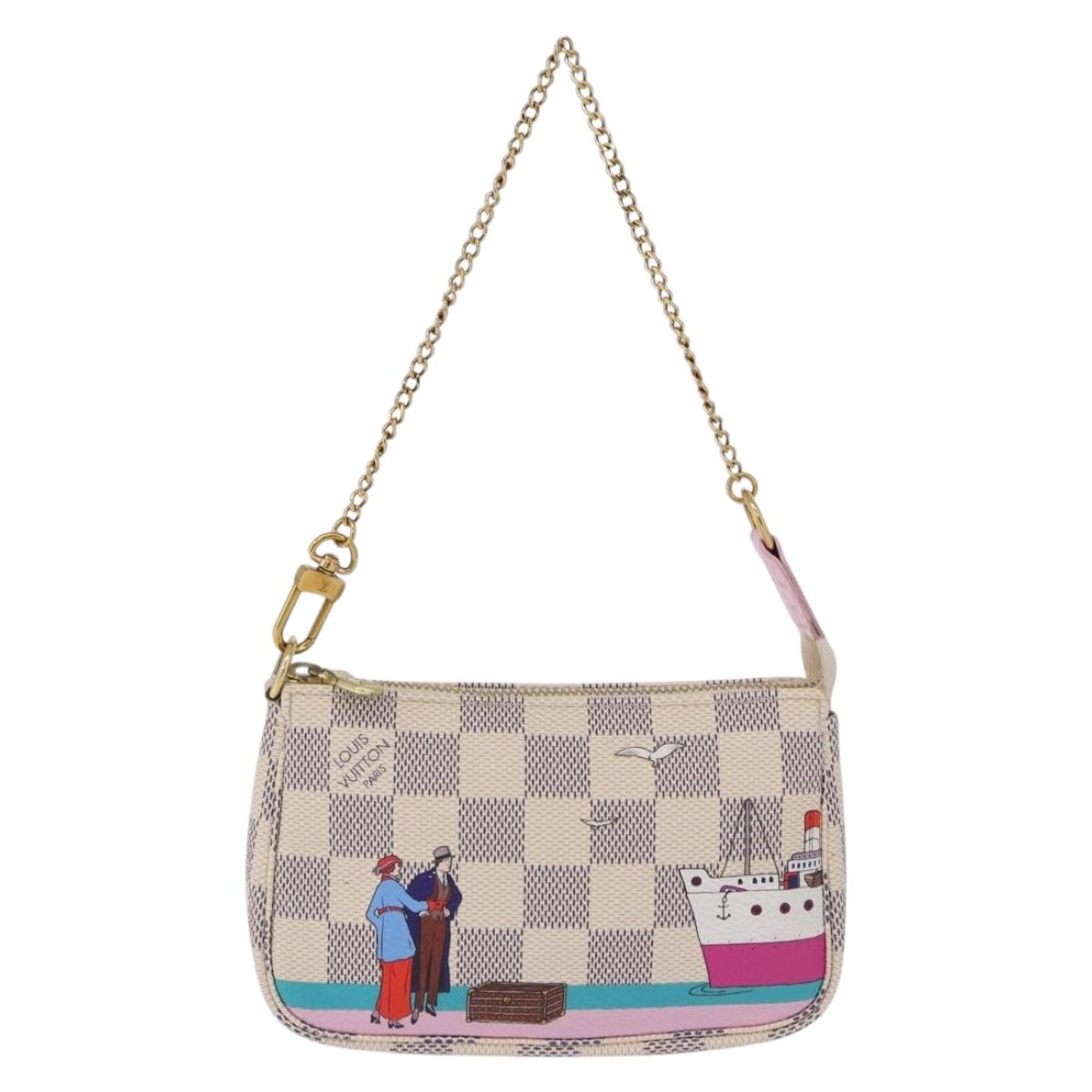 LOUIS VUITTON Damier Azur Mini Pochette Accessoires Pouch N41669 LV Auth 200052V
