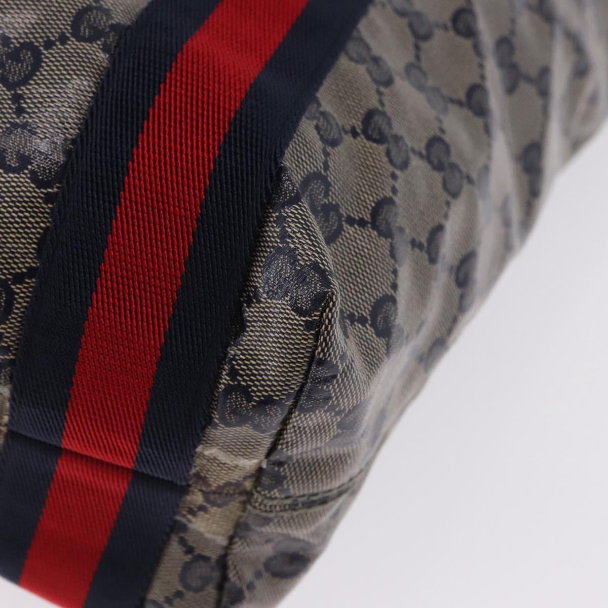 GUCCI GG Crystal Sherry Line Tote Bag Coated Canvas Navy 189669 Auth 200053A