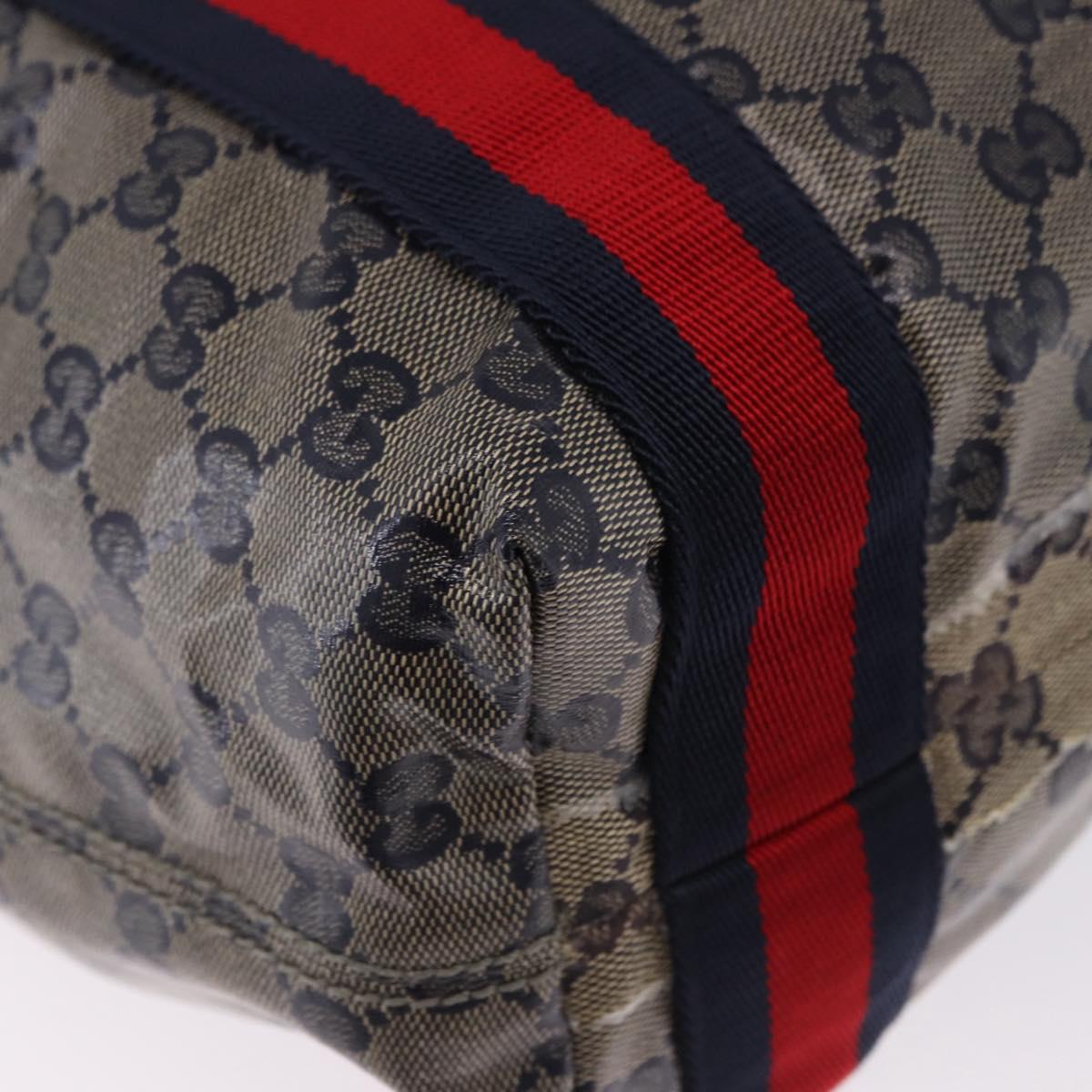 GUCCI GG Crystal Sherry Line Tote Bag Coated Canvas Navy 189669 Auth 200053A
