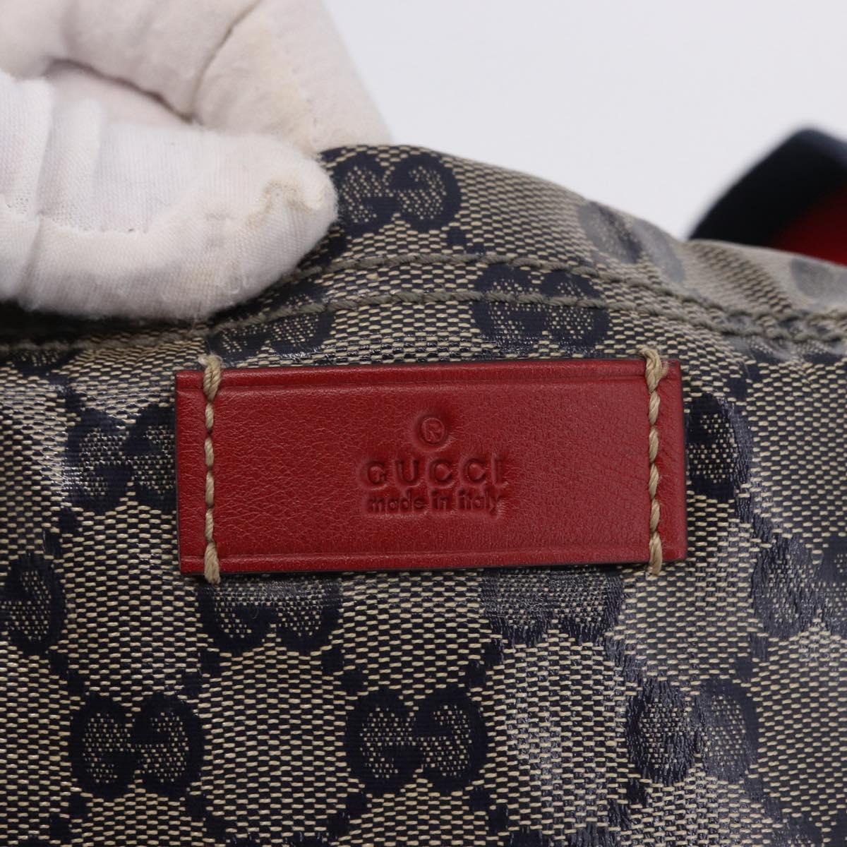 GUCCI GG Crystal Sherry Line Tote Bag Coated Canvas Navy 189669 Auth 200053A