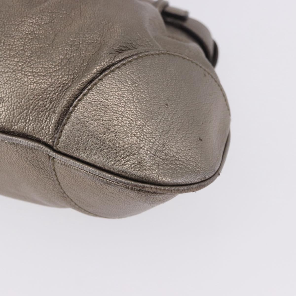 Salvatore Ferragamo Gancini Hand Bag Leather Gold Silver Auth 200055A