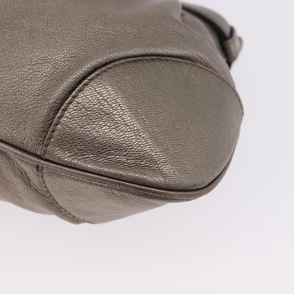 Salvatore Ferragamo Gancini Hand Bag Leather Gold Silver Auth 200055A