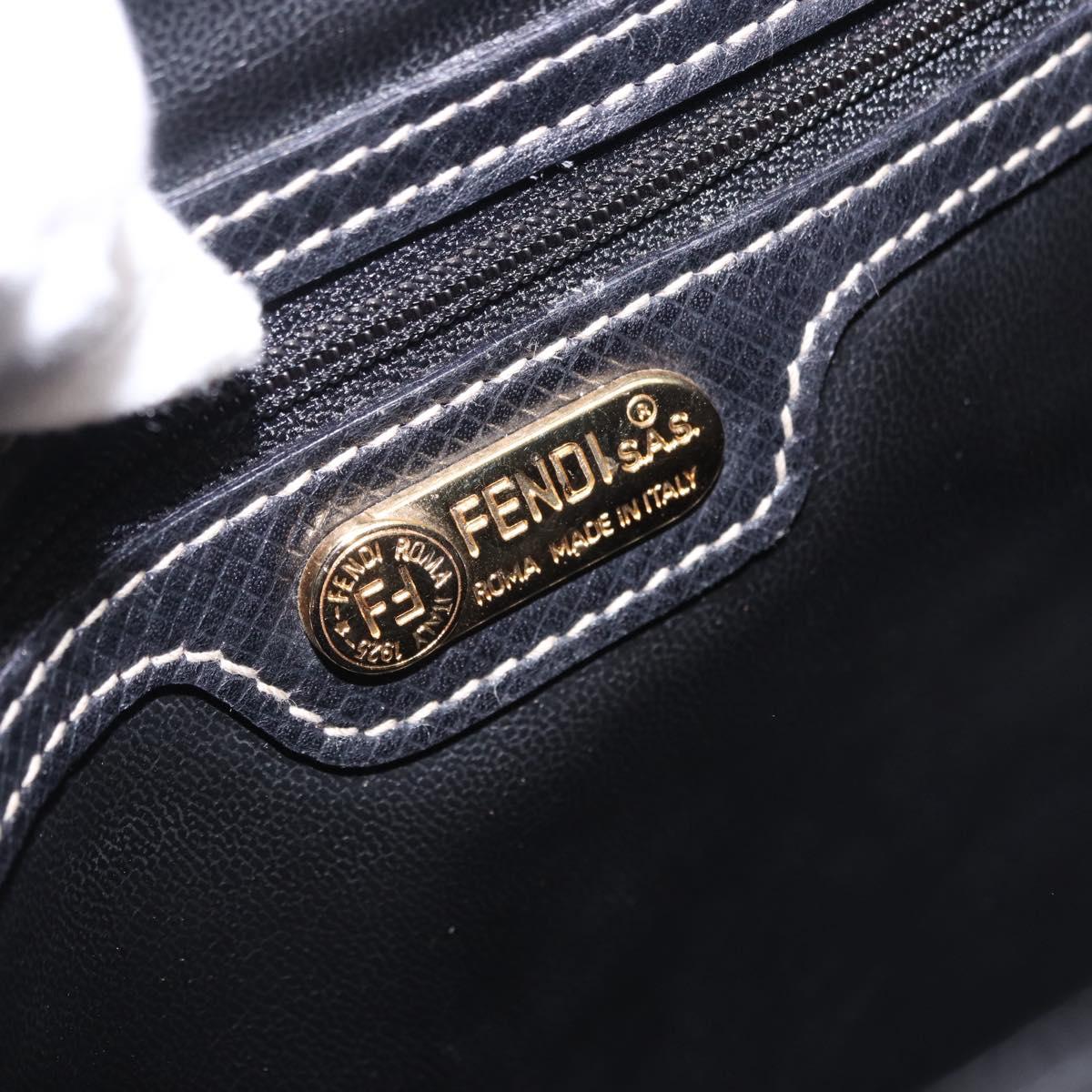 FENDI Shoulder Bag Leather Black Gold Auth 200056