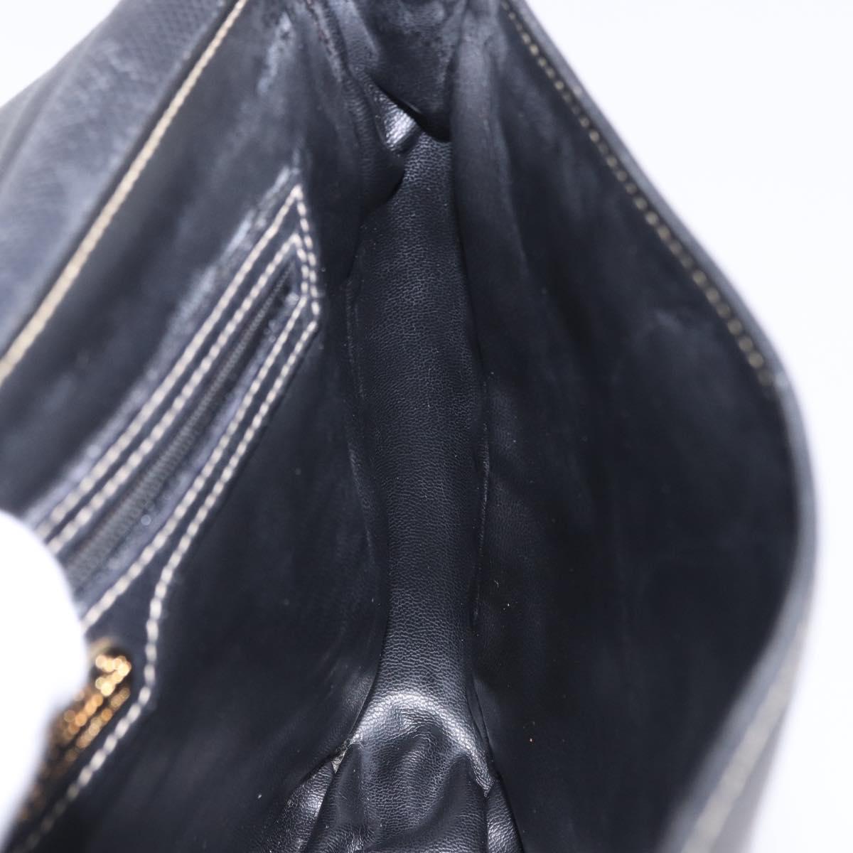 FENDI Shoulder Bag Leather Black Gold Auth 200056