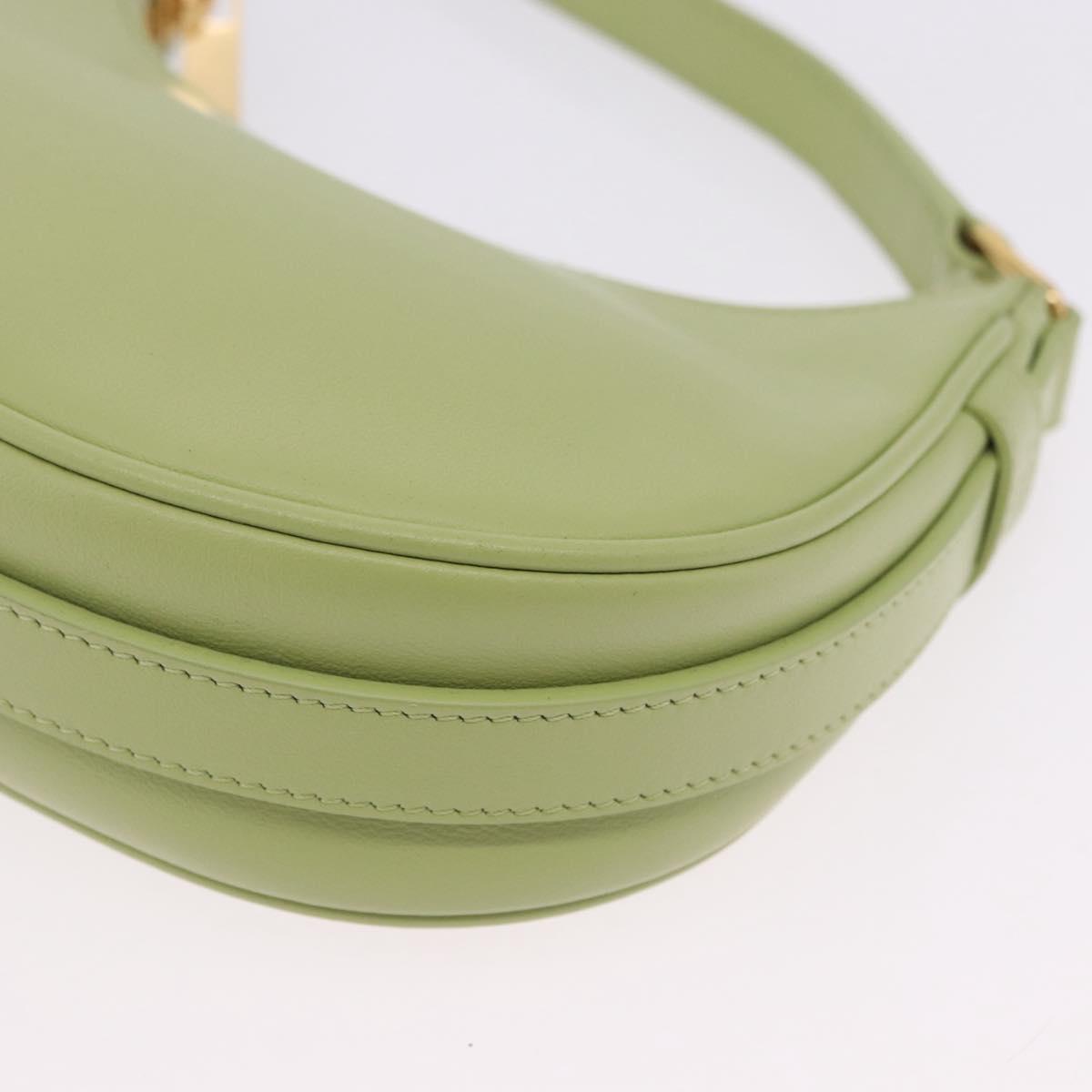 CELINE Hand Pouch Mini Ava Hand Bag Leather Green Gold Auth 200058M