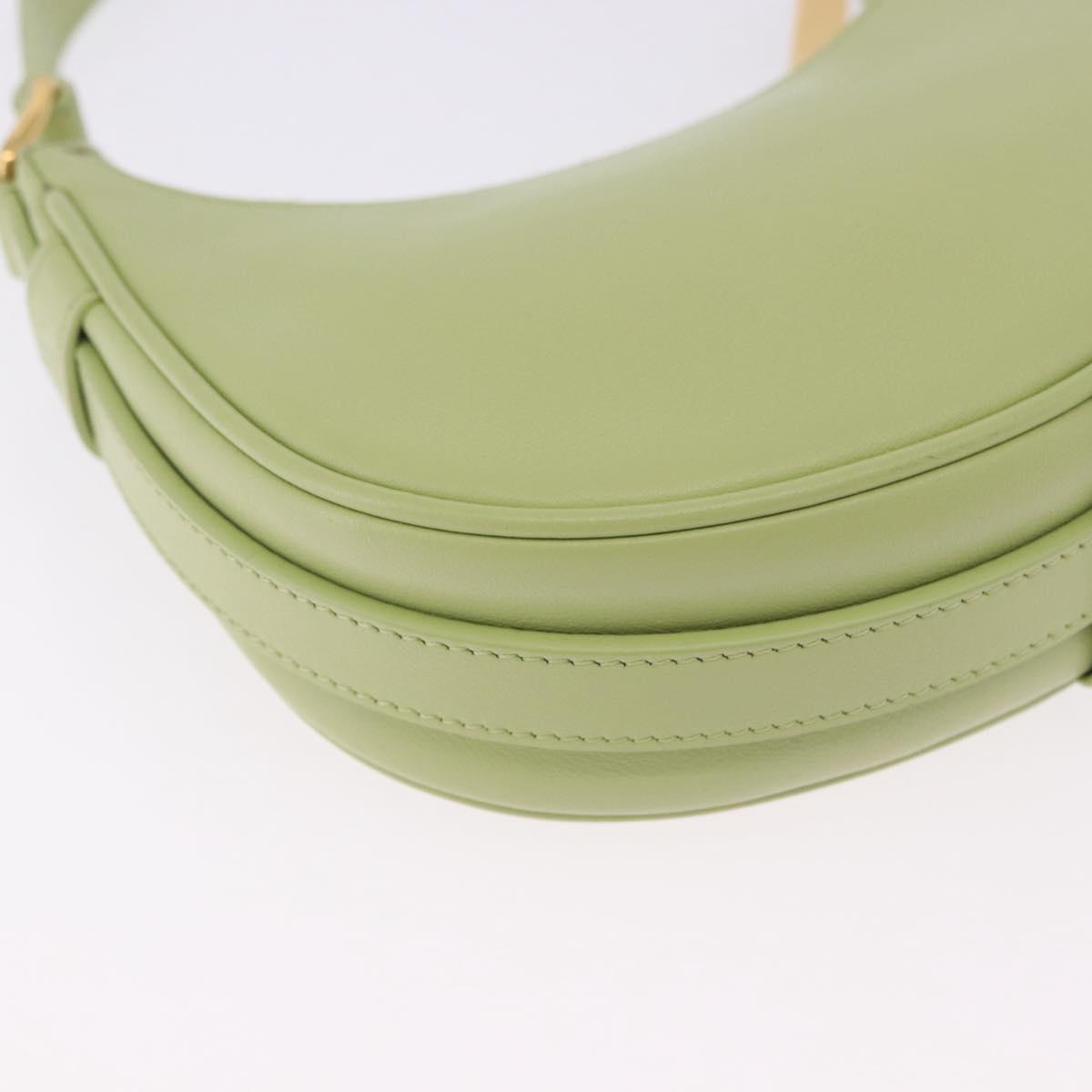CELINE Hand Pouch Mini Ava Hand Bag Leather Green Gold Auth 200058M