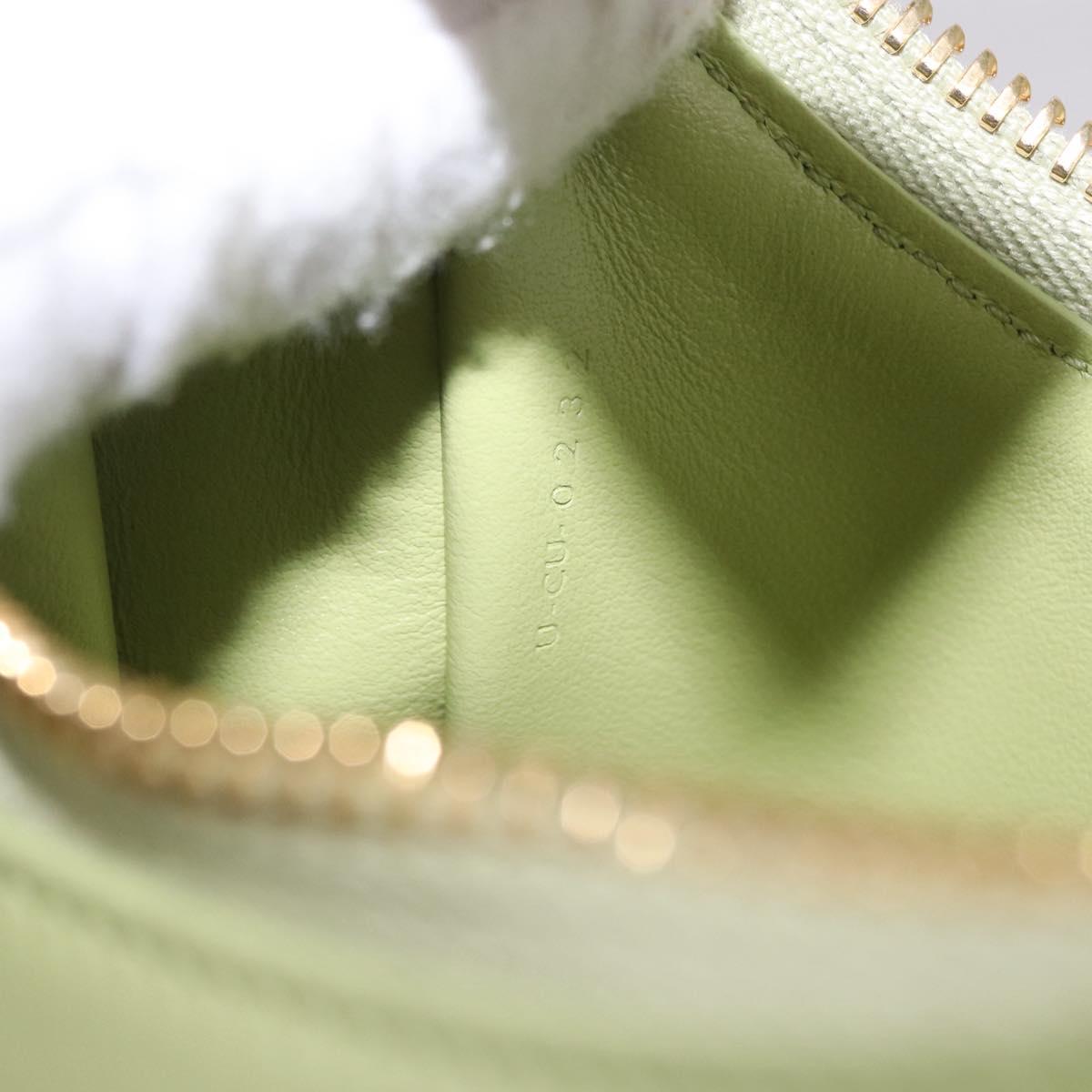 CELINE Hand Pouch Mini Ava Hand Bag Leather Green Gold Auth 200058M