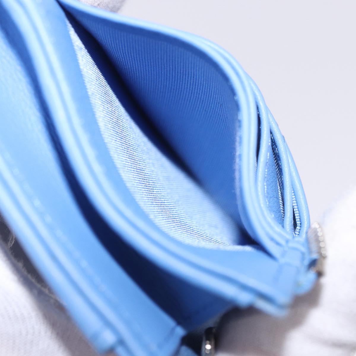 CHANEL Matelasse Fragment Case Wallet Lamb Skin Light Blue CC Auth 200060V
