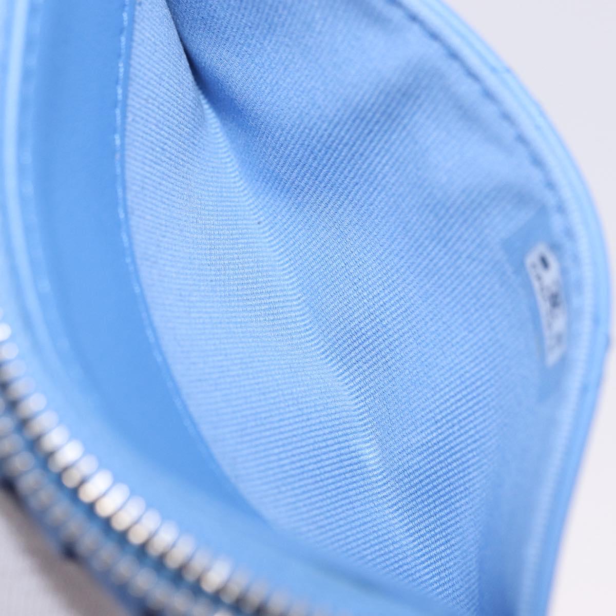 CHANEL Matelasse Fragment Case Wallet Lamb Skin Light Blue CC Auth 200060V