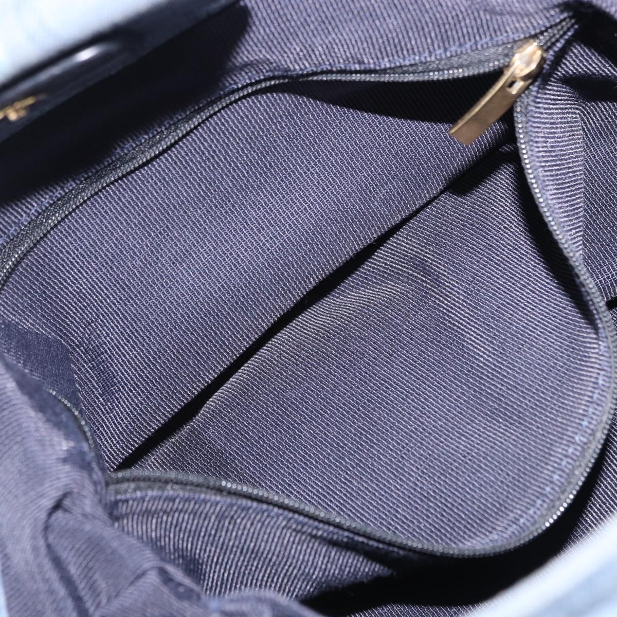 Salvatore Ferragamo Gancini Tote Bag Canvas Navy Gold Auth 200061A